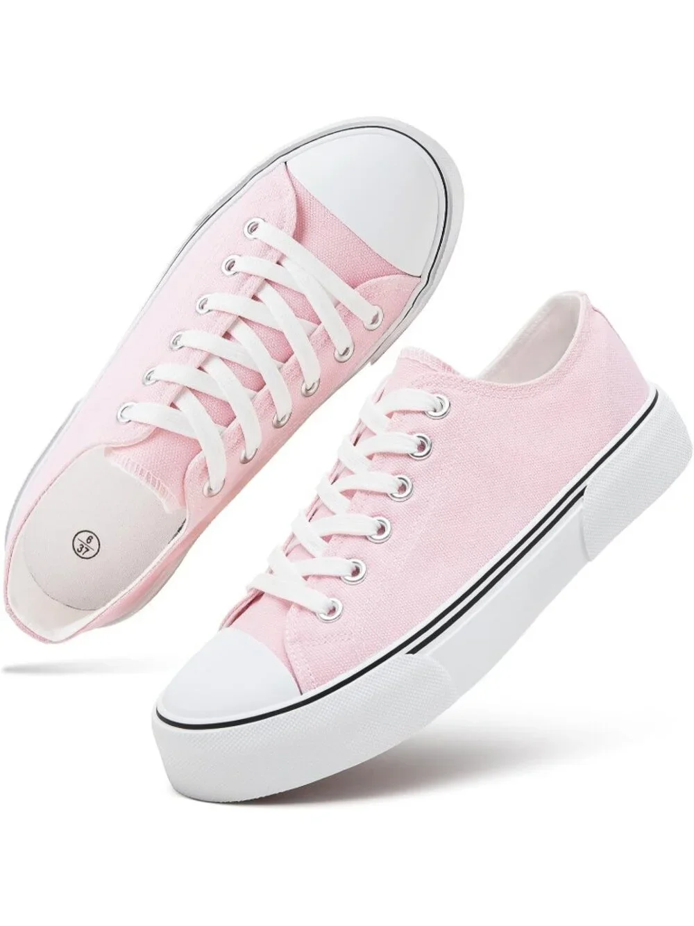 Women's Pink Lightweight Low Top Canvas Slip On Casual Fashion Sneakers